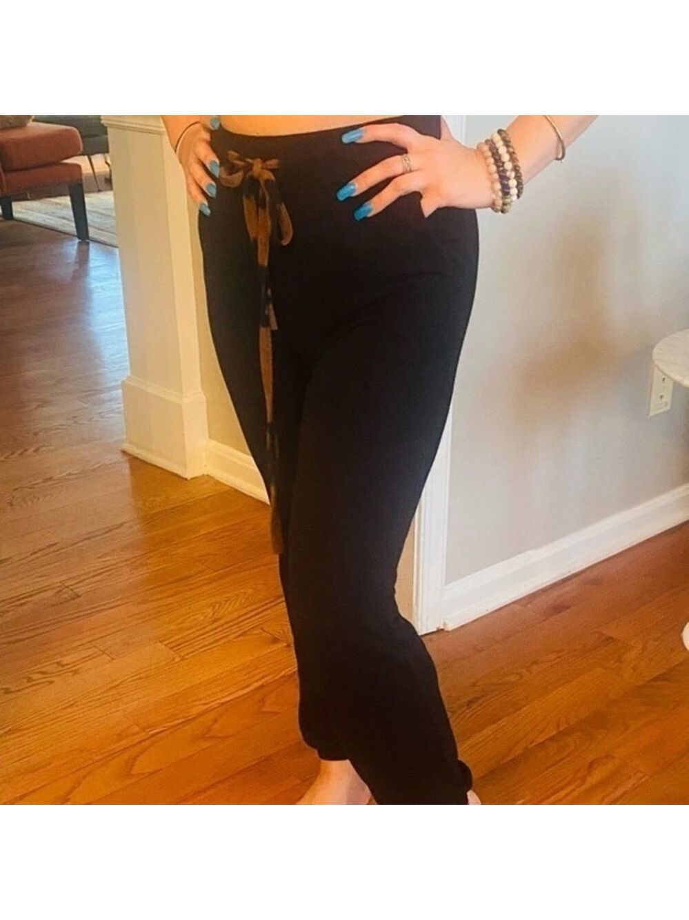 black joggers with animal print drawstring size small